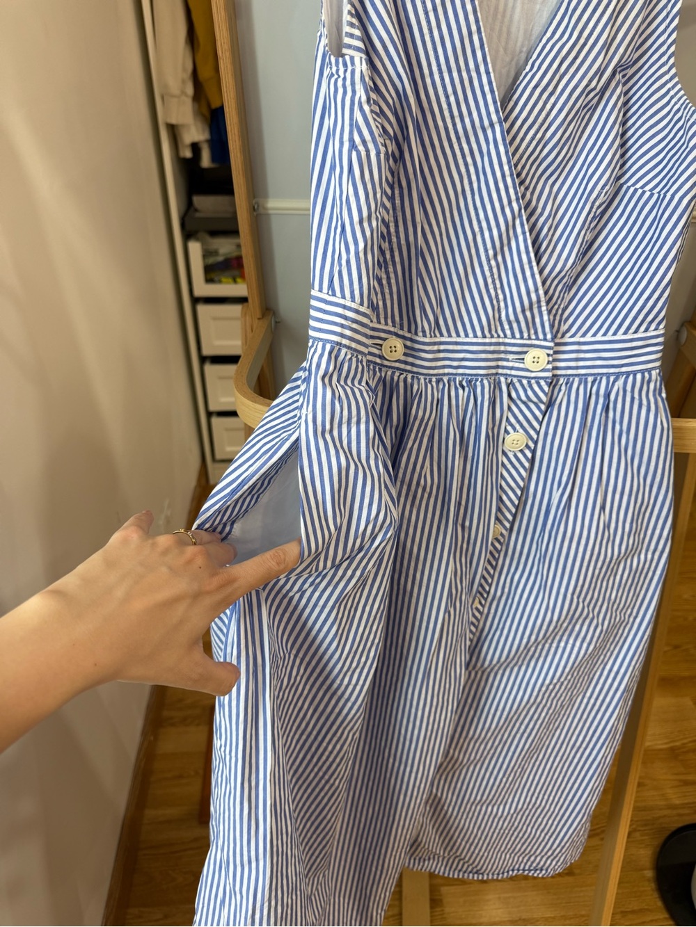 J. Crew Sleeveless Blue and White Striped Wrap Dress 100% cotton - Picture 4 of 10